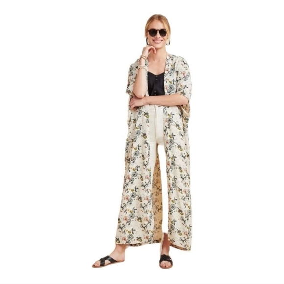 Anthropologie Tops - Anthropologie Bel Kazan Sadie Duster Womens OS Ivory Dandelion Long Line Beachy